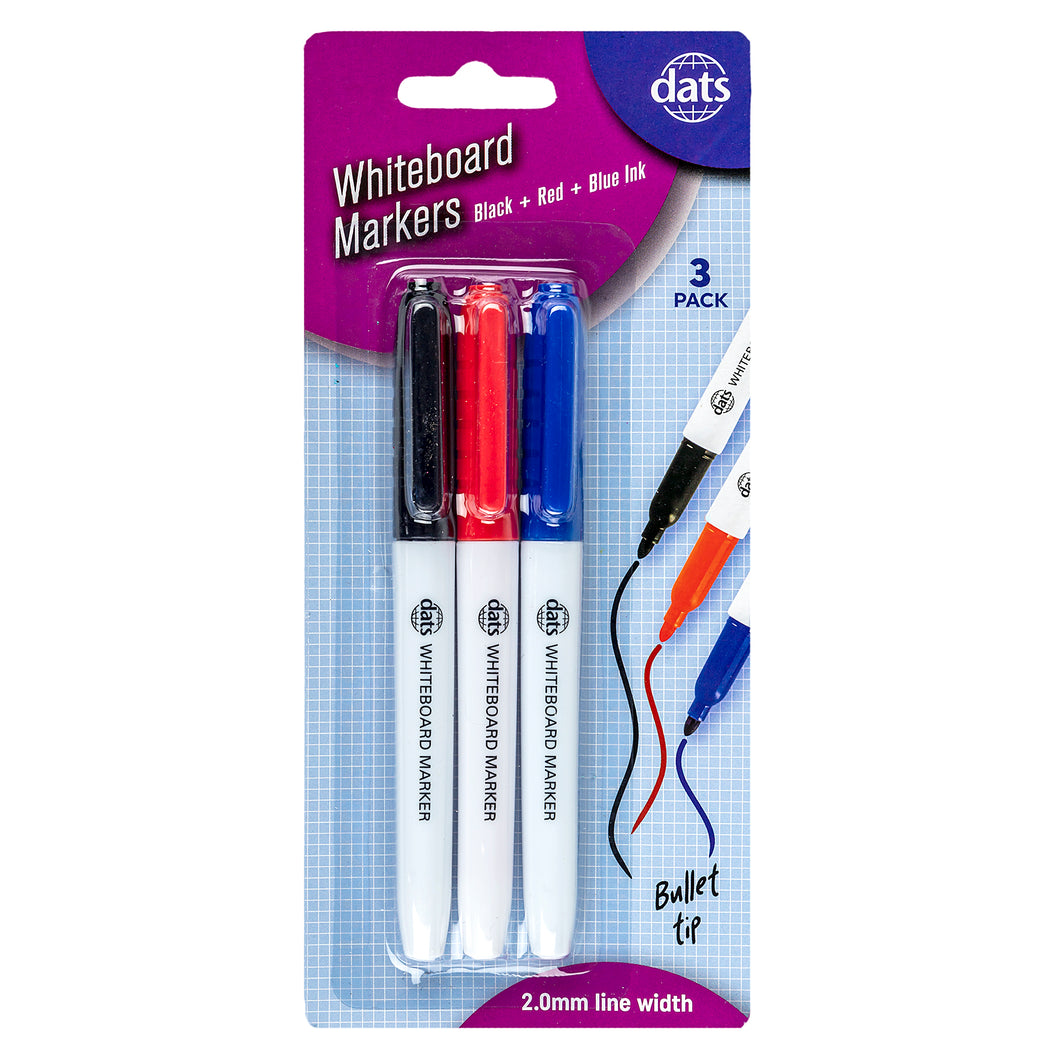 Marker Whiteboard 3pk Mixed Black Blue Red Ink Pen Style
