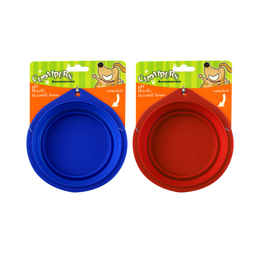 Bowl Pet Travel 2 Asstd Colours Blue Red