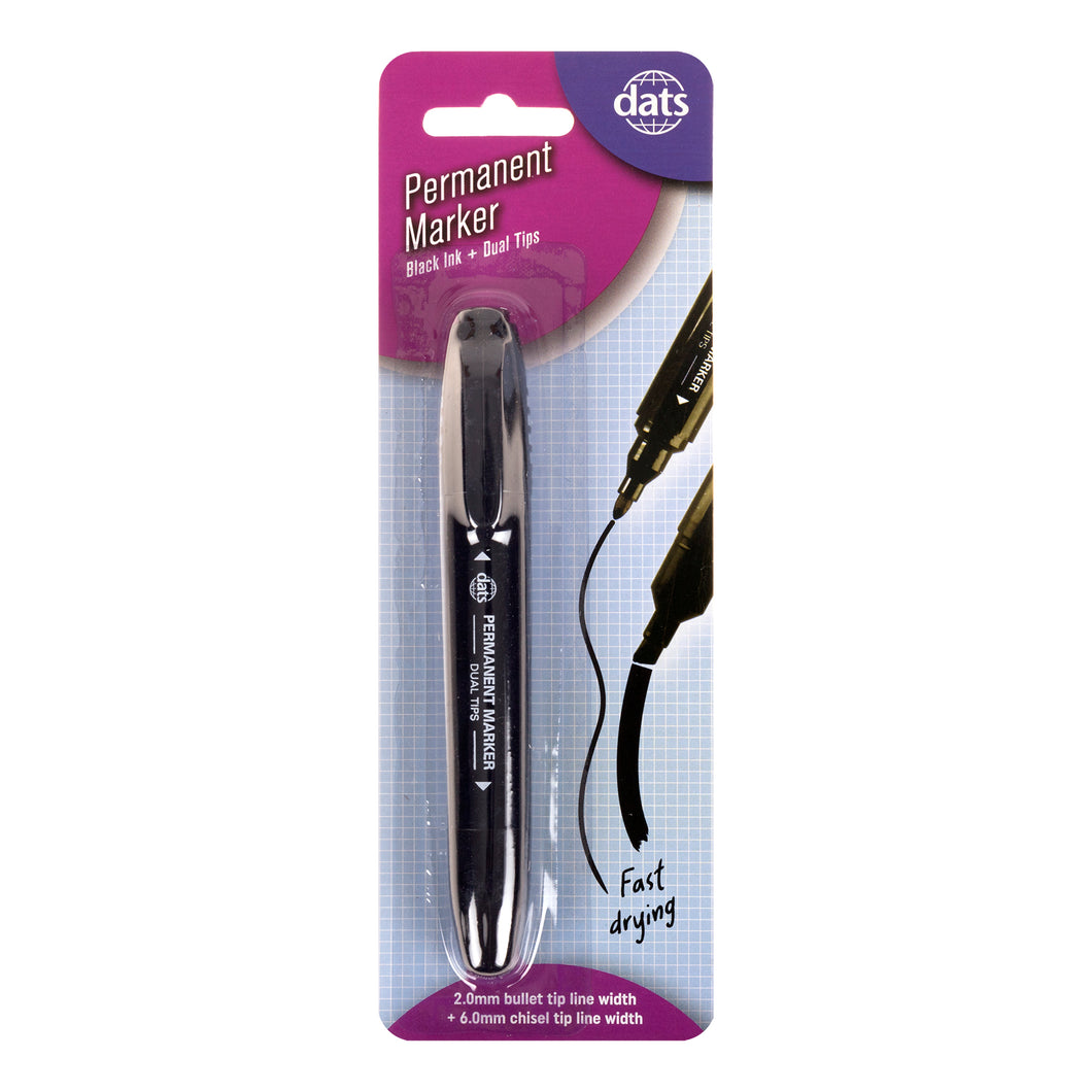 Marker Permanent Dual Tips 1pk Black Ink
