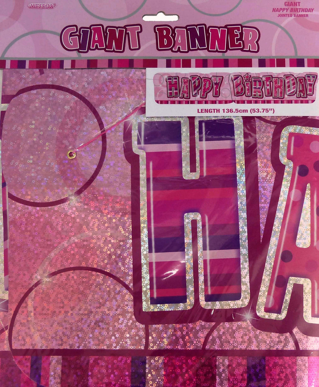 GLITZ PINK GIANT Happy Birthday BANNER