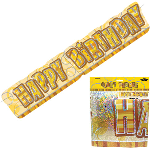 GLITZ GOLD GIANT  Happy Birthday BANNER