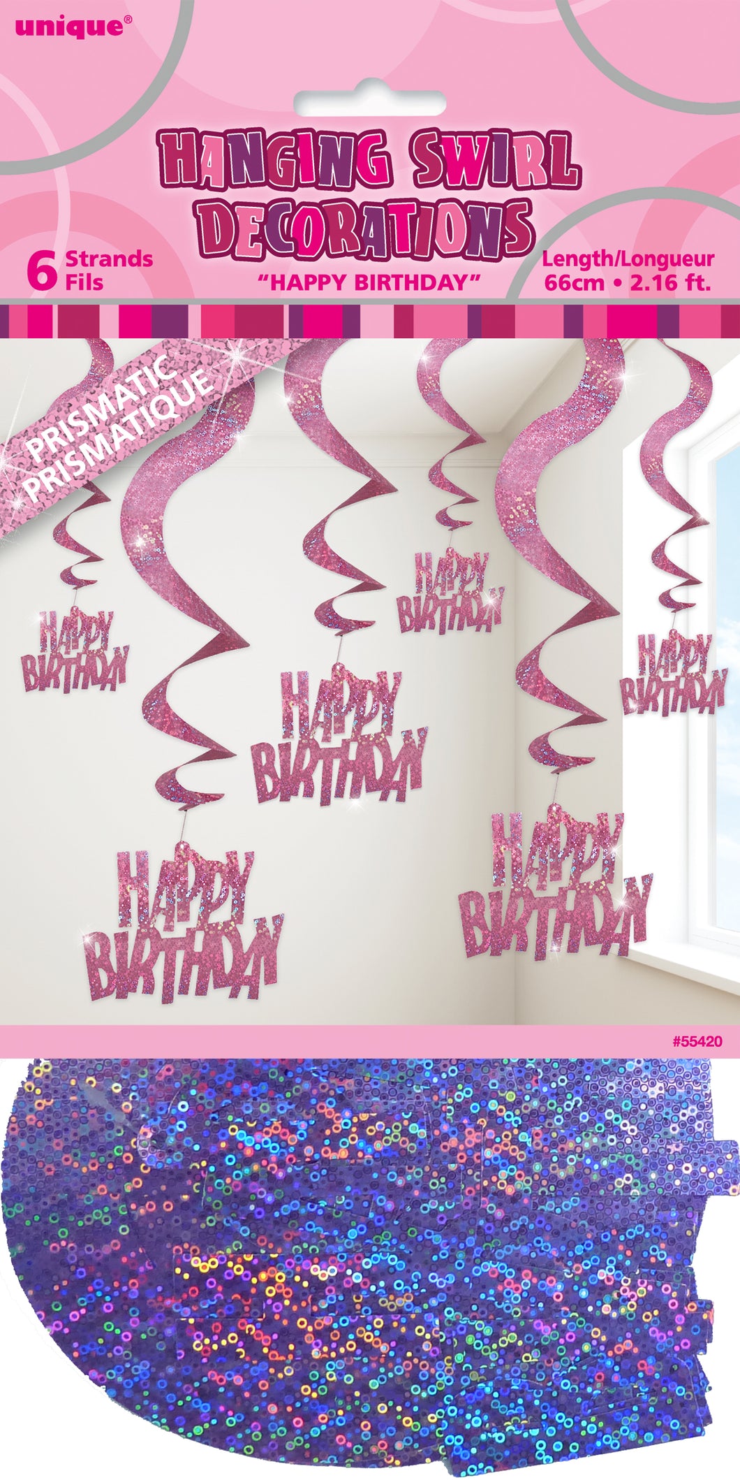 GLITZ PINK 6 Happy Birthday SWIRLS