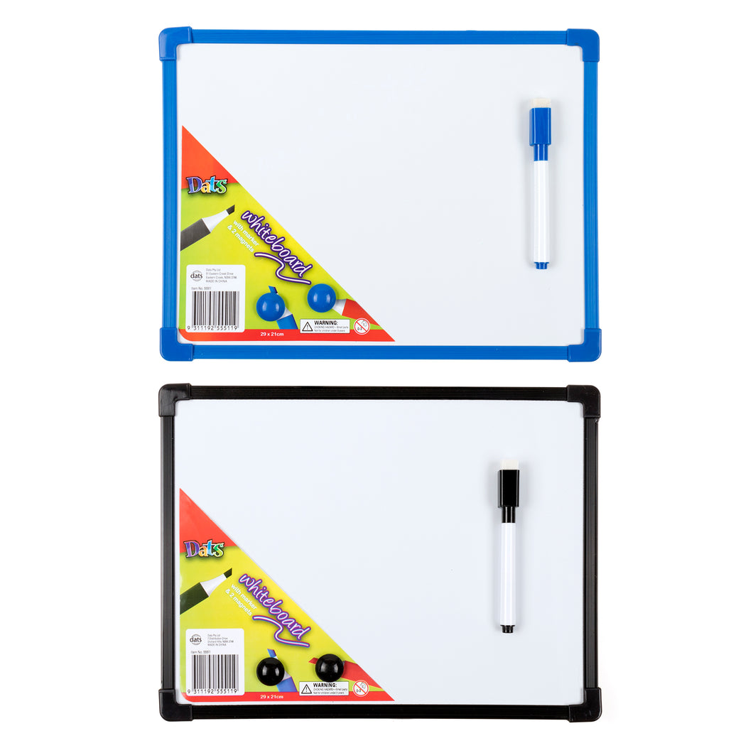 Whiteboard Magnetic 290x220mm w Marker and 2 Magnets