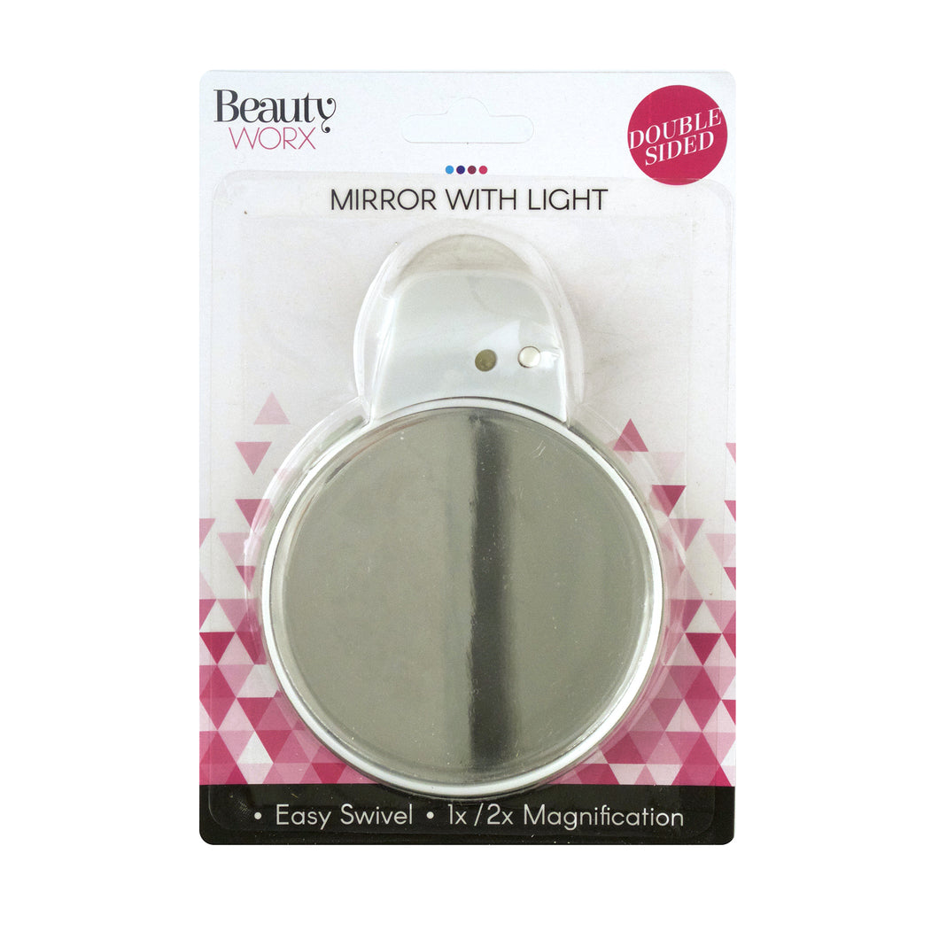 Mirror Double Sided with Light and Suction Cup