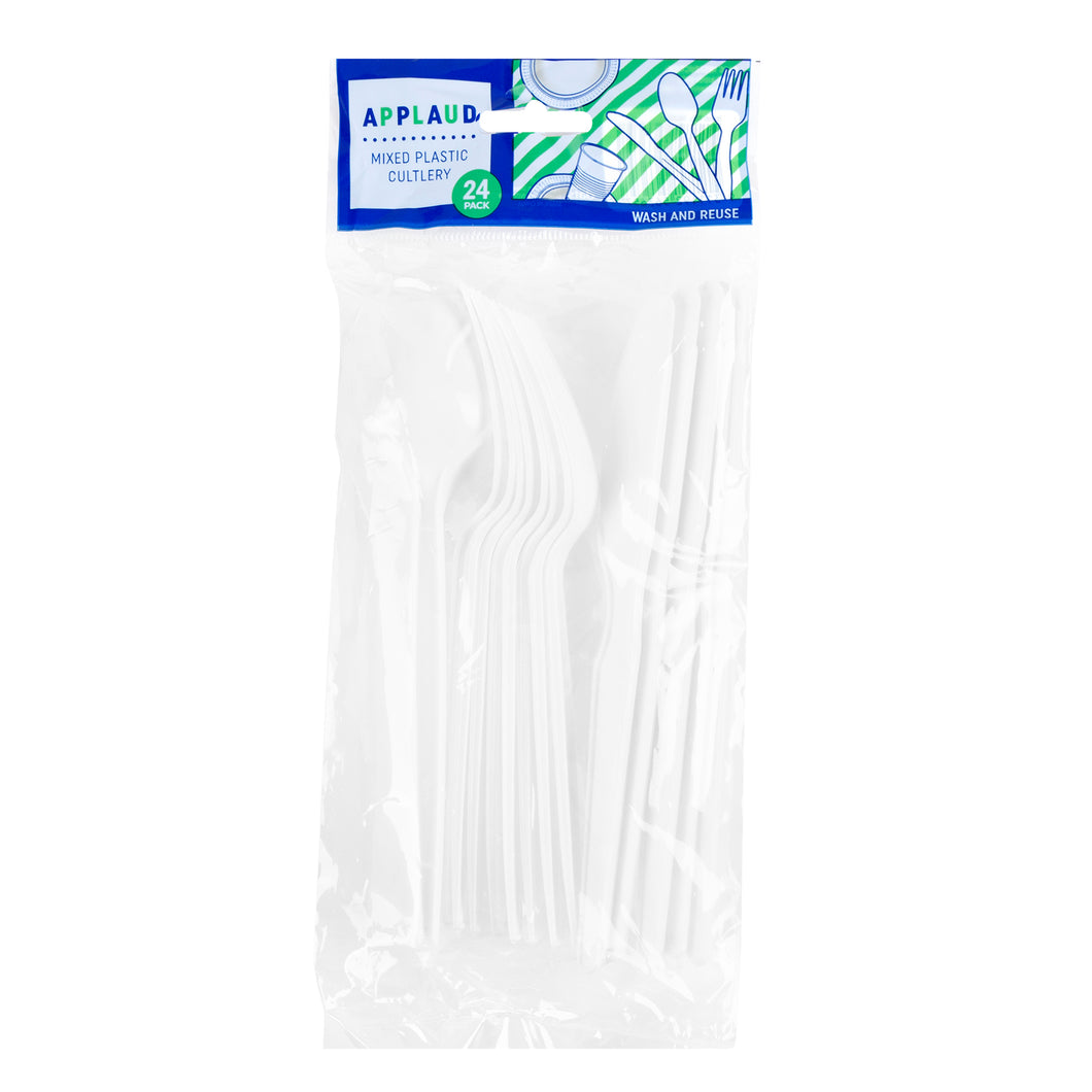 Cutlery Plastic Mixed Pk24 White