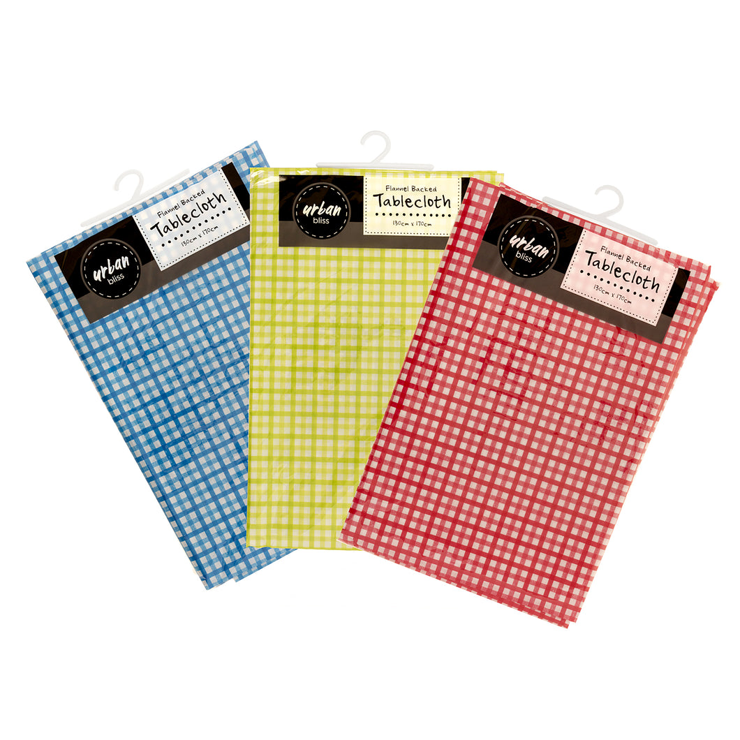 Tablecloth Checker Print PEVA w Flannel Back 60gsm 130x170cm