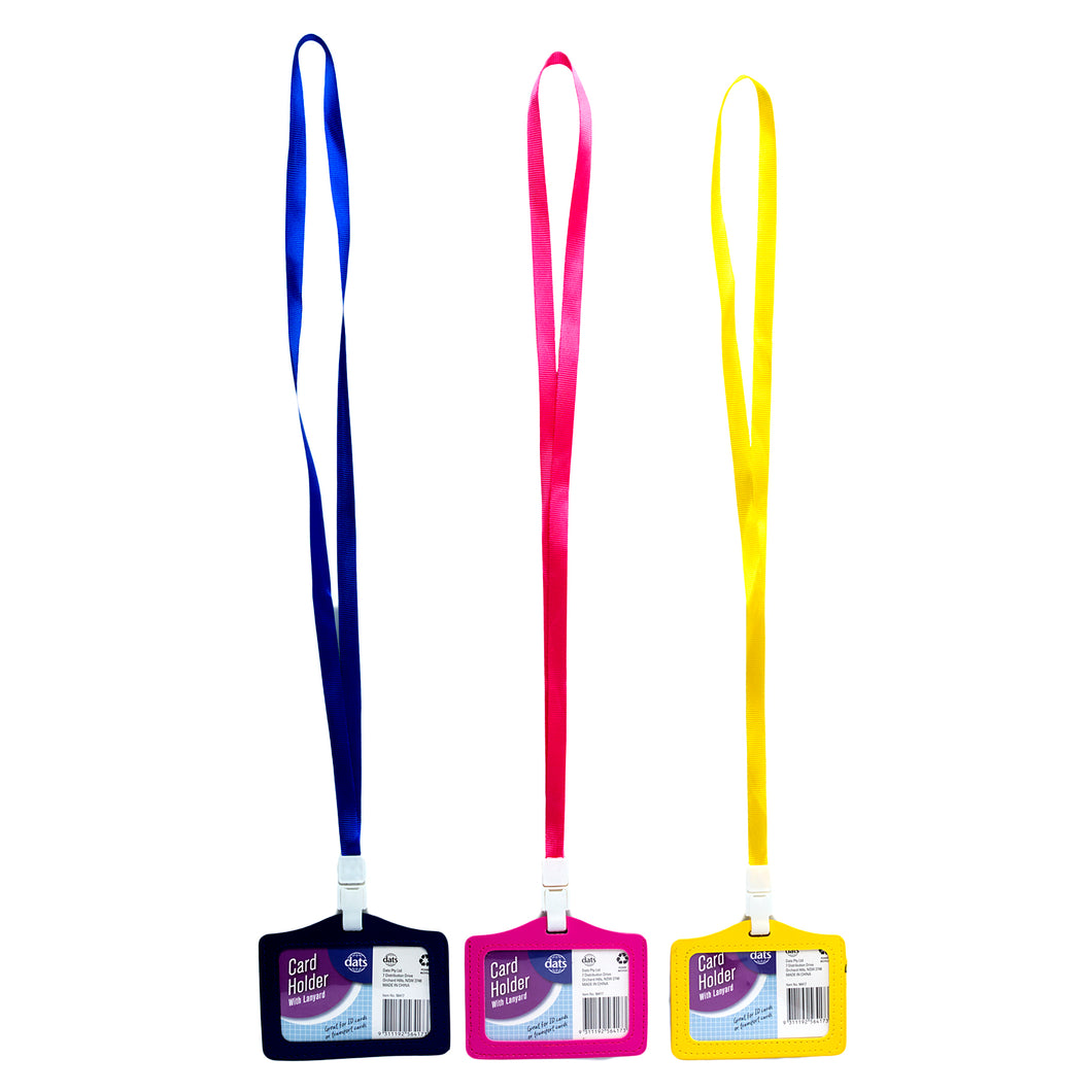 Card Holder ID Soft Horizontal w Lanyard 3 Asstd