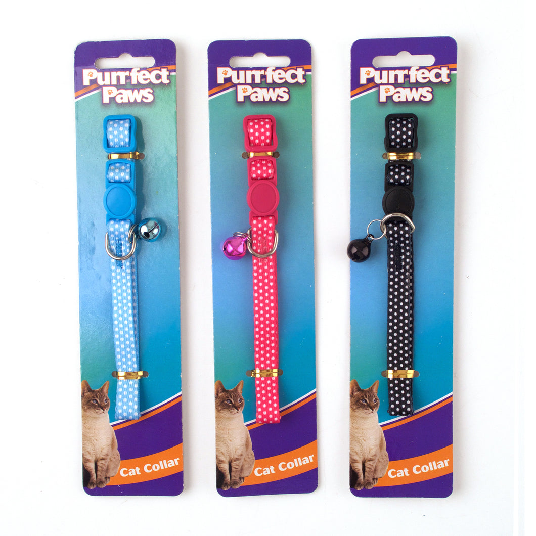 Collar Cat Safety Buckle Style 3 Asstd Cols 30x1cm