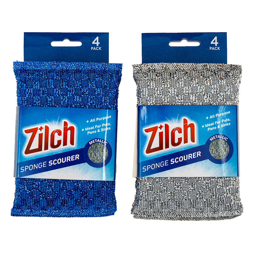 Scourer Metallic Wire Cloth w Sponge Inner Pk4