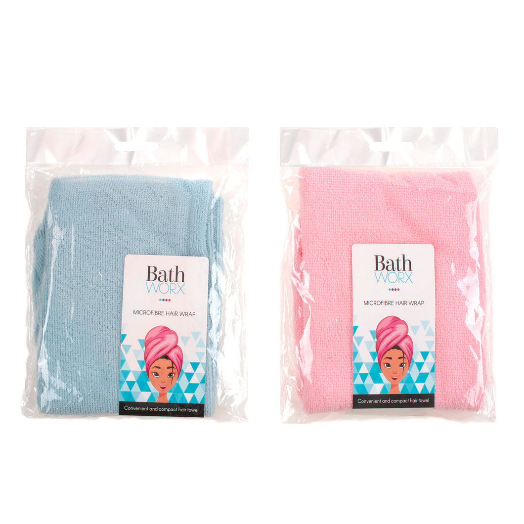 Hair Wrap Microfibre 2 Asstd Cols