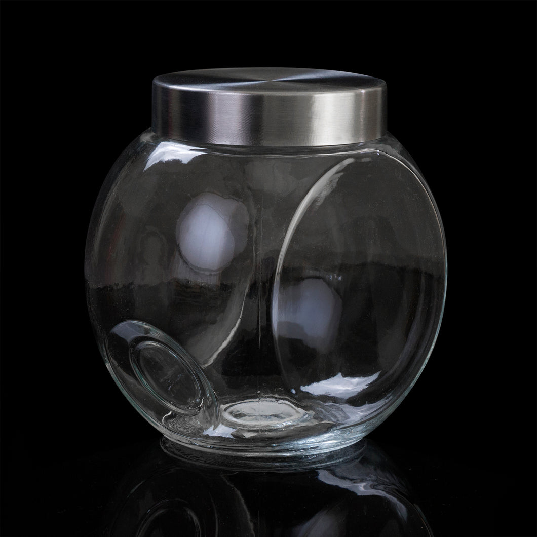 Glass Jar Tilt Clear w Metal Lid 2200ml 17.5x13x17.5cm