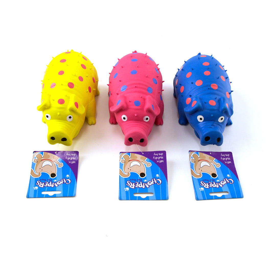 Dog Toy Pig Latex 20cm 3 Asstd Colours