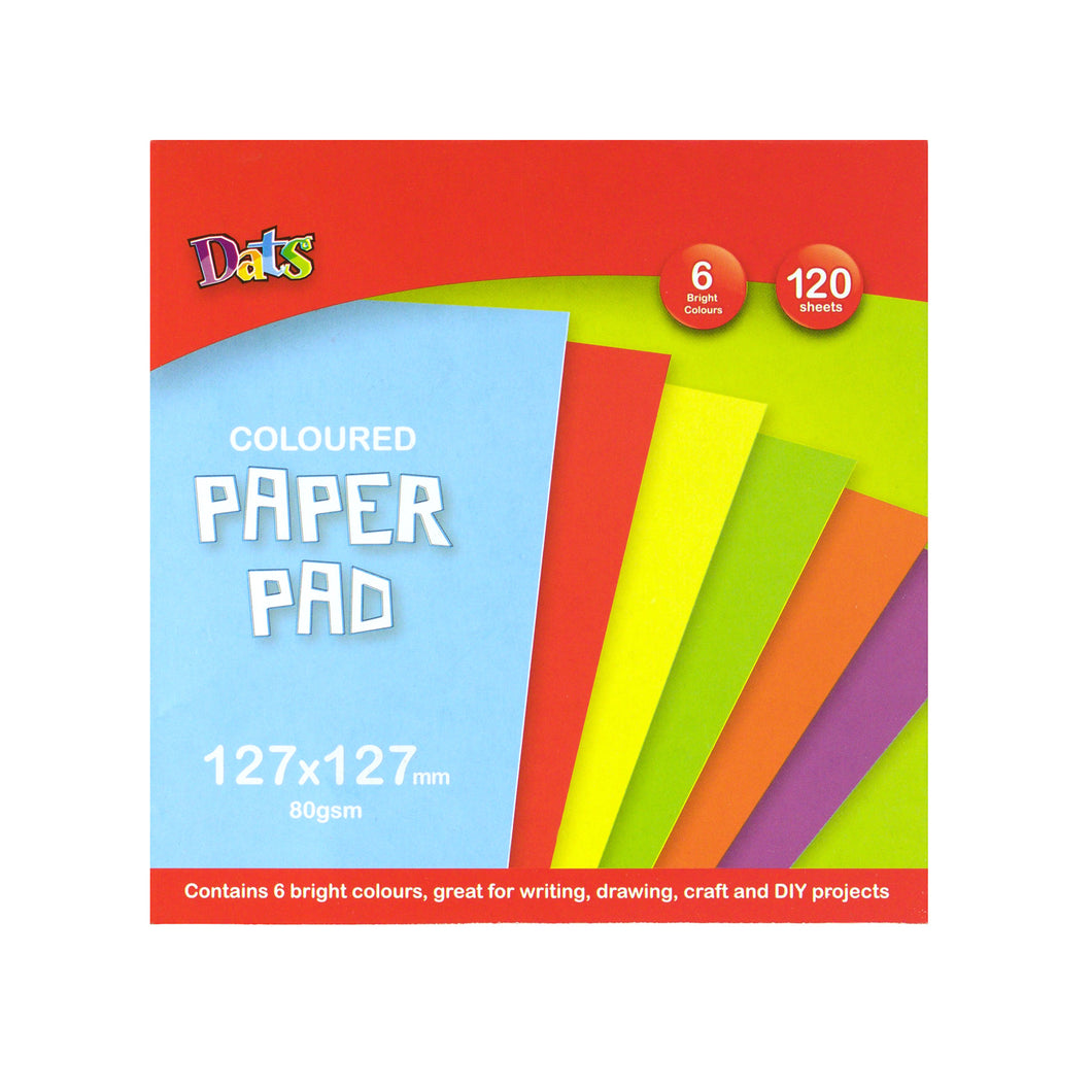 Pad Paper Colour 6 Bright Cols Sq 120s 80gsm