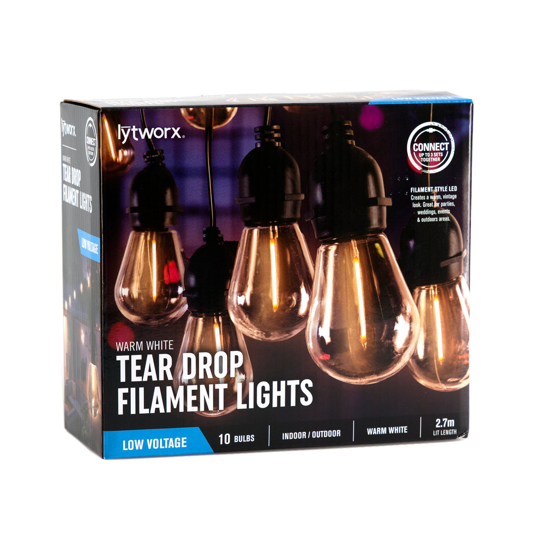 Lights Filament Tear Drop Warm White Connectable Pk10