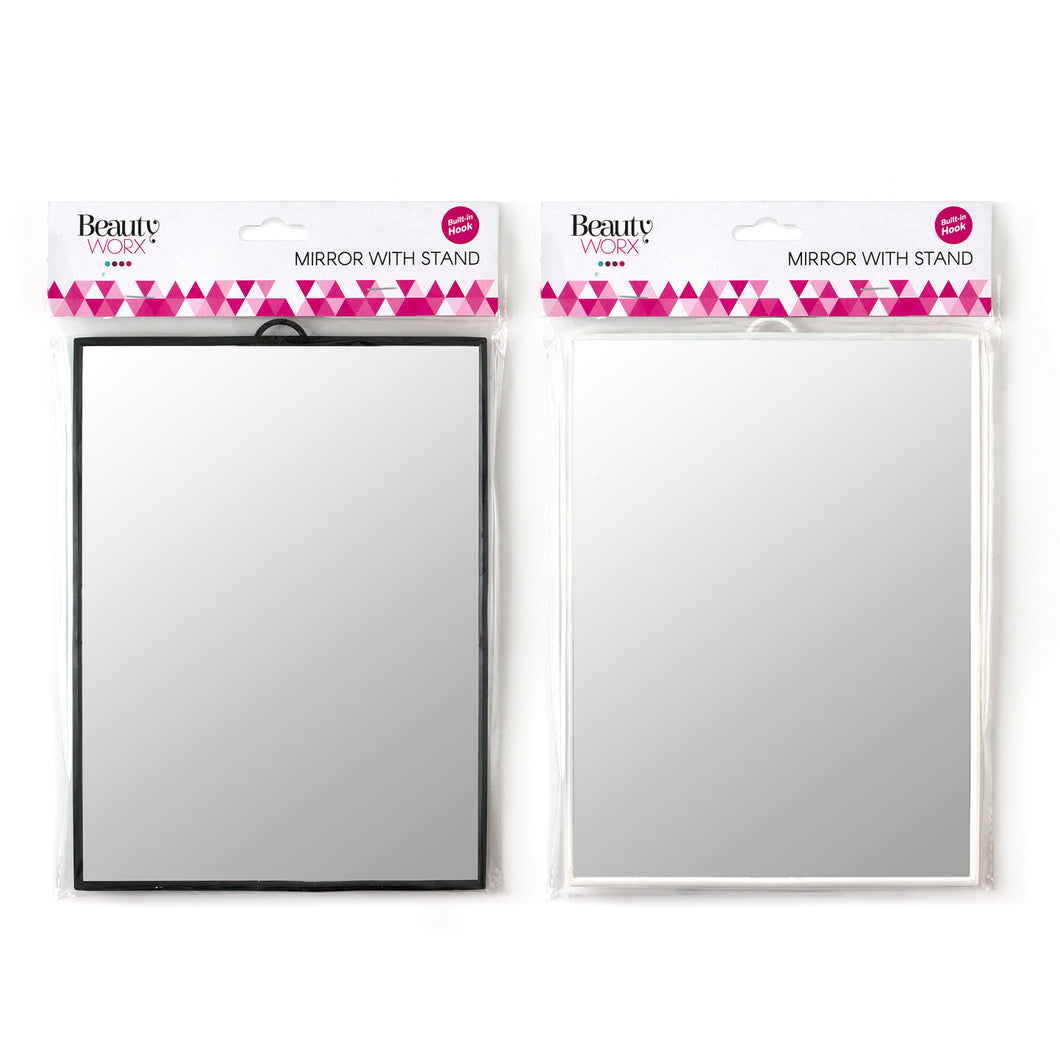 Mirror Rectangle w Stand Small 2 Asstd Cols 18x24cm