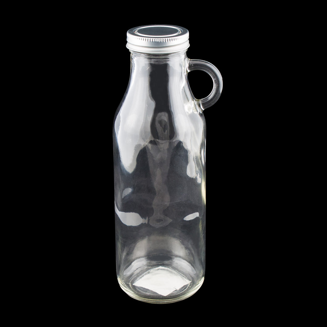 Glass Bottle w Silver Lid and Handle 950ml