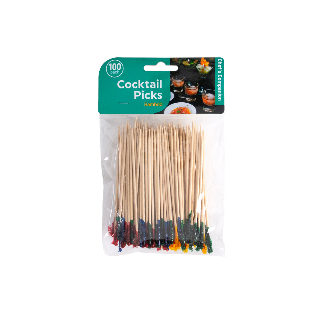 Cocktail Picks Bamboo w Colour Tip 10cm Pk100