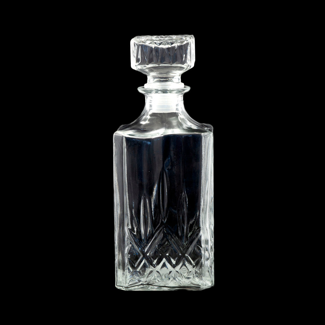 Glass Whisky Bottle Square 1L 9.3x9.3x23.5cmH