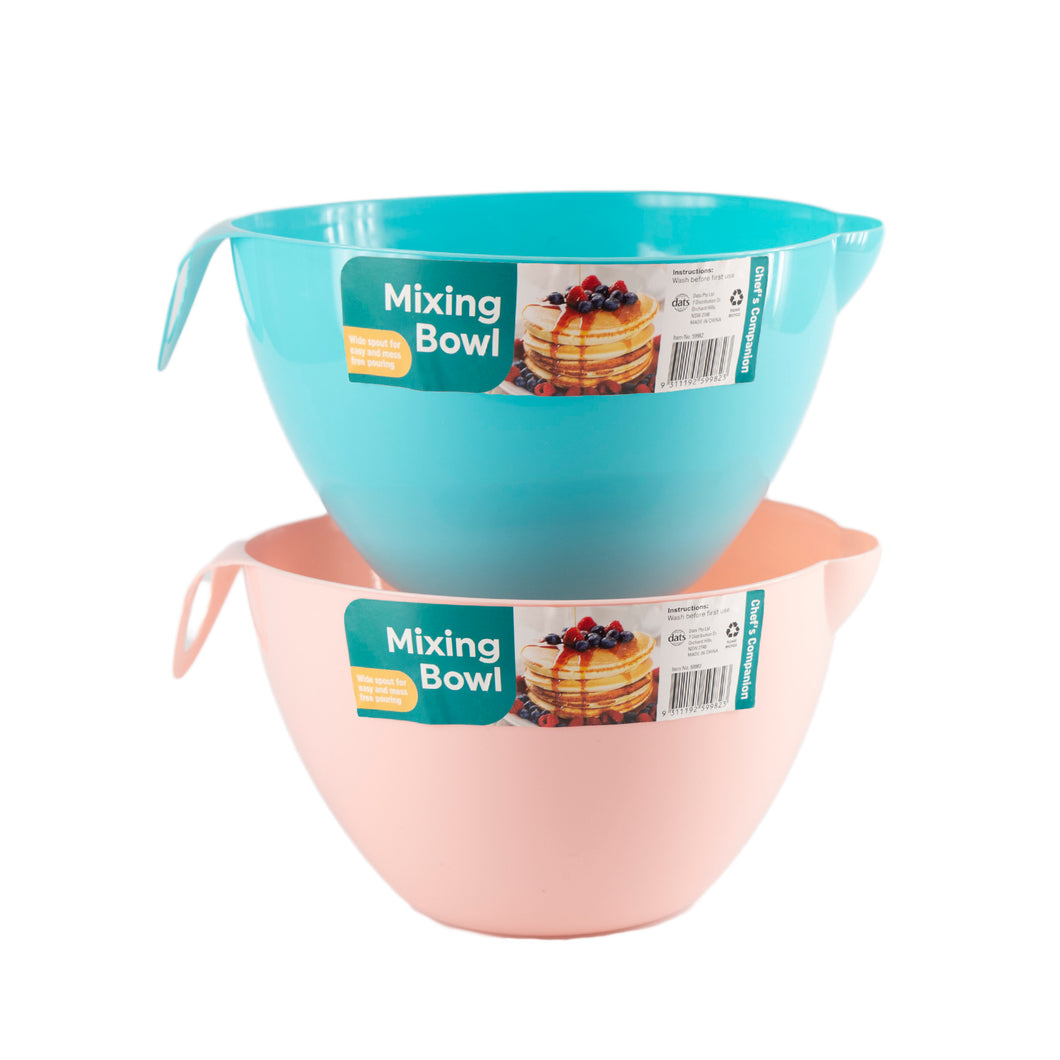 Mixing Bowl w Spout Plastic 2 Asstd Cols 23.5Dia x 14.5cm