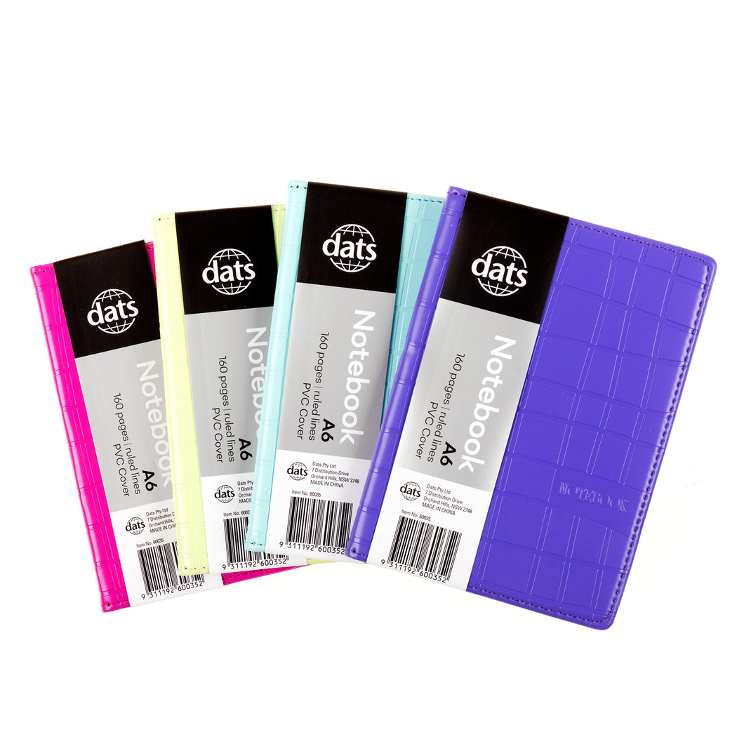 Notebook PVC Cover Debossed 4 Asstd A6 160pg
