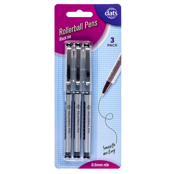 Pen Rollerball 3pk Black Ink