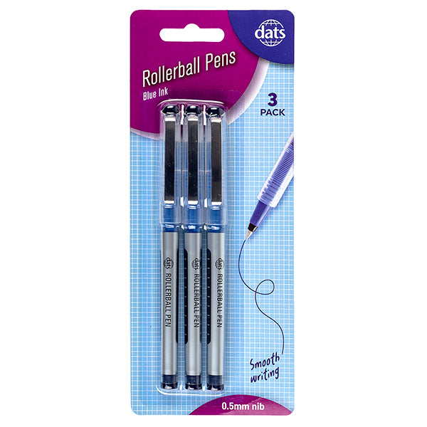 Pen Rollerball 3pk Blue Ink