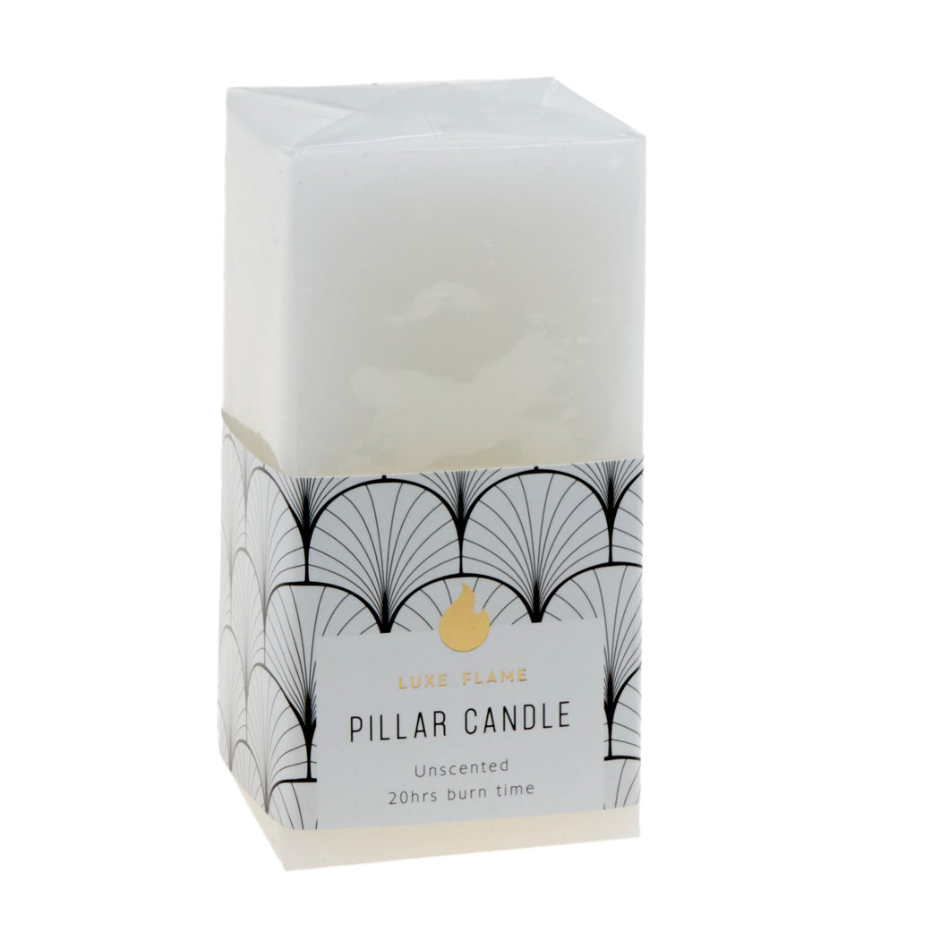 Candle Pillar Square White 20 Hour White 5x10cm