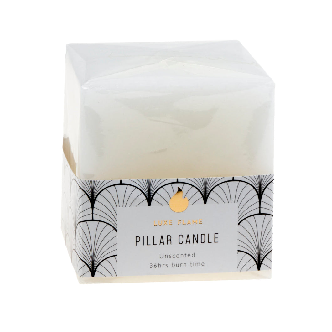 Candle Pillar Square White 36 Hour 7.5x7.8cm