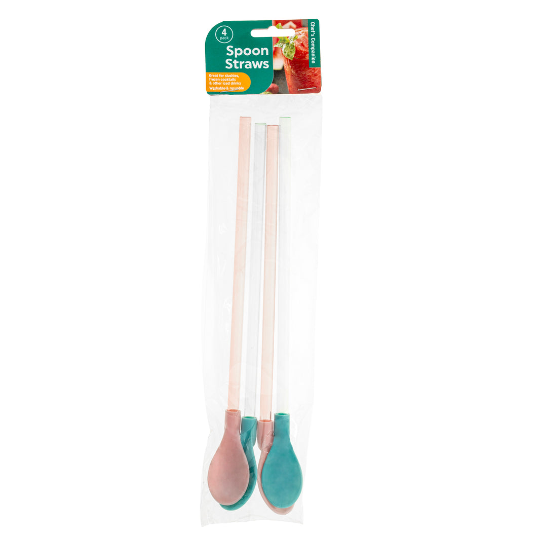 Spoon Straws Pk4 Asstd Cols 25cm