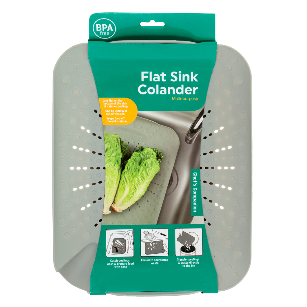 Sink Colander Flat PP Grey 33x26.5cm