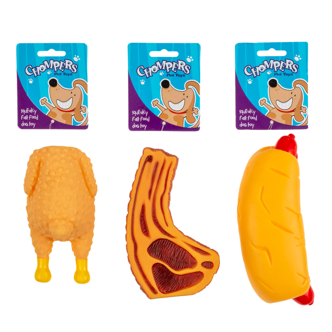 Dog Toy Squeaky Food 3 Asstd