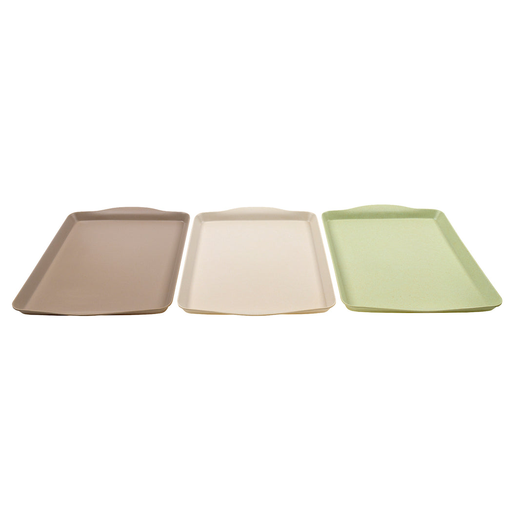 Matte Melamine Tray w Handle 3 Asstd 35.5x25.5cm