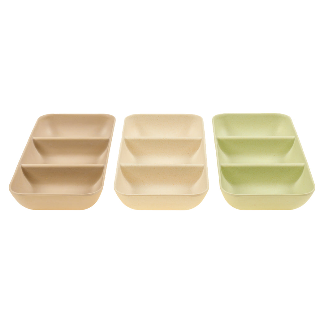 Matte Melamine Bowl Snack 3 Section 3 Asstd  25x12x3.7cm