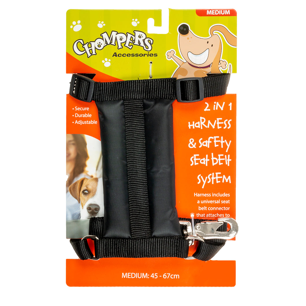 Harness Pet 2 in 1 w Safety Seat Belt 45-67cm Medium