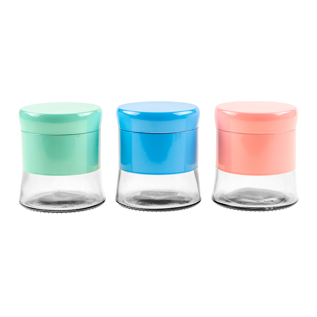 Glass Jar w Coloured Metal Coating 3 Colours