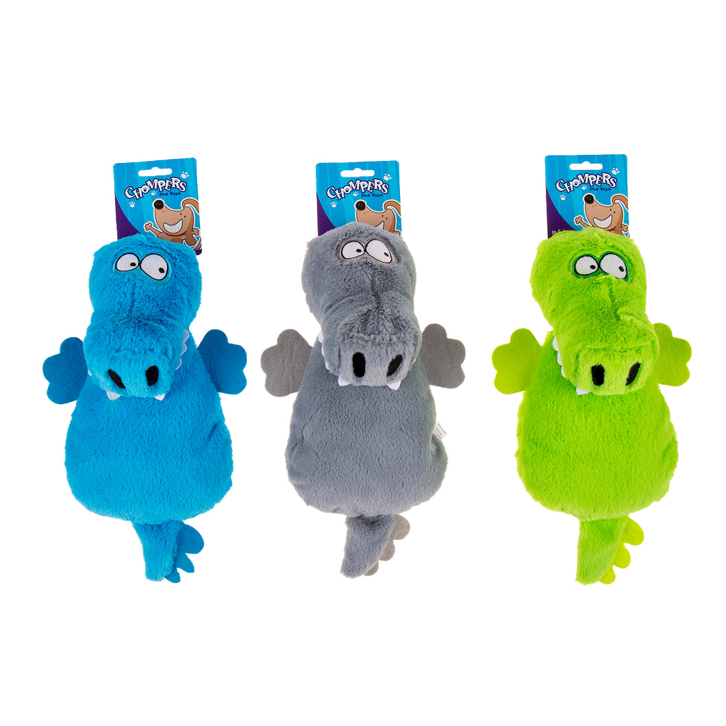 Dog Toy Plush Squeaky Big Nose Croc 30cm 3 Asstd