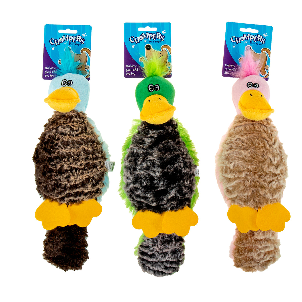 Dog Toy Plush Squeaky Bird 37cm 3 Asstd