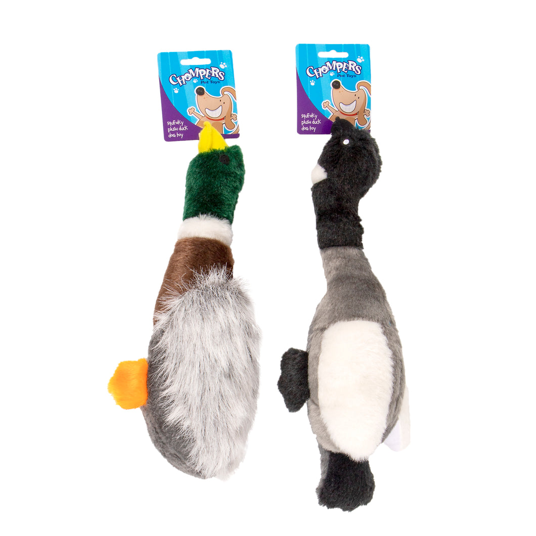 Dog Toy Plush Squeaky Duck 33cm 2 Asstd