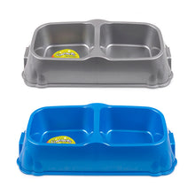 Load image into Gallery viewer, Pet Bowl Double Diner Plastic 2 Asstd Metallic Cols
