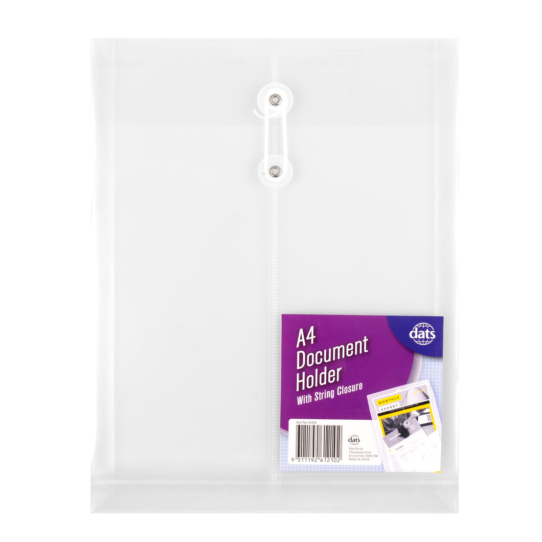 Document Wallet PP w String Closure A4 Clear