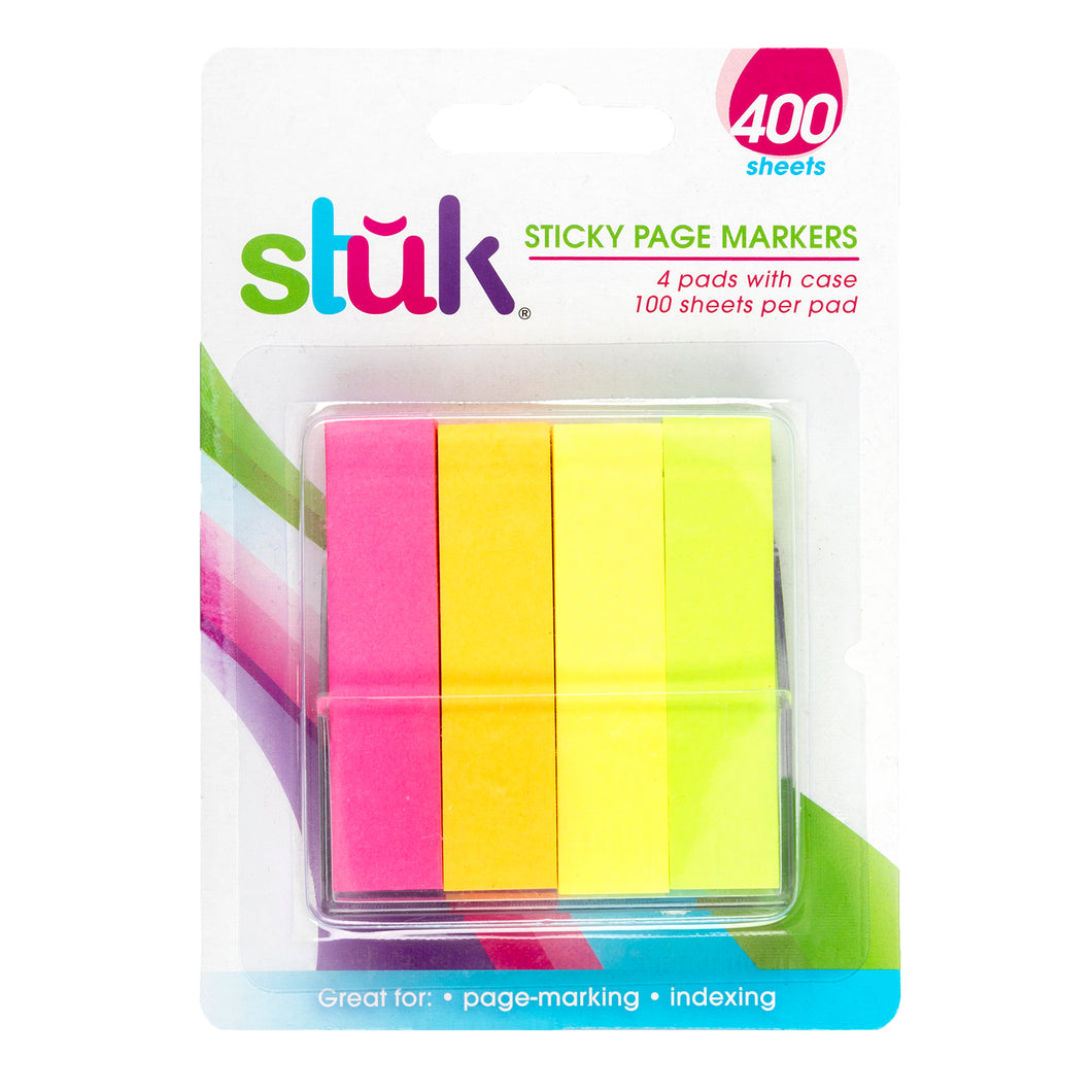 Note Sticky Page Marking 14x60mm 100shts x 4 Pads wCase