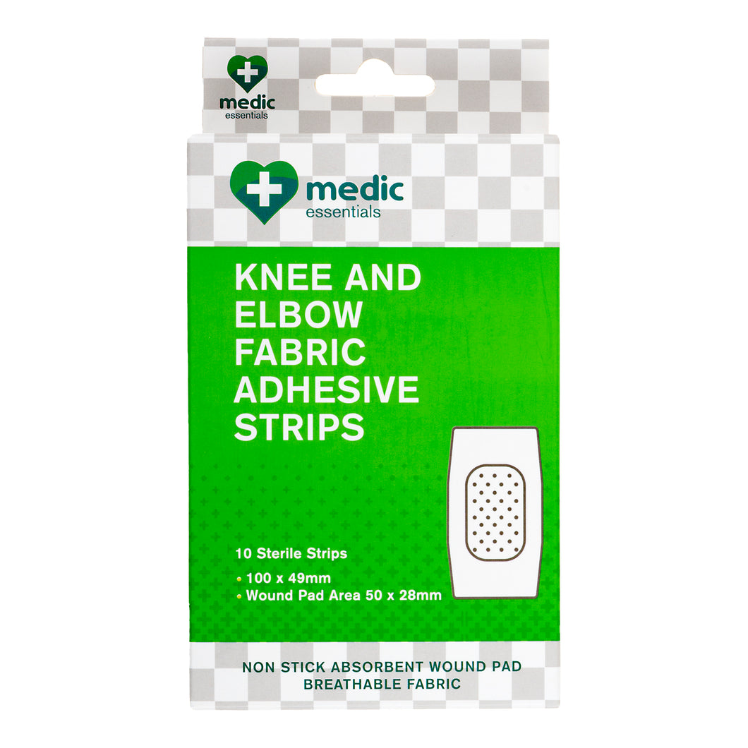 Adhesive Strips Knee and Elbow Fabric 5x10cm Pk10