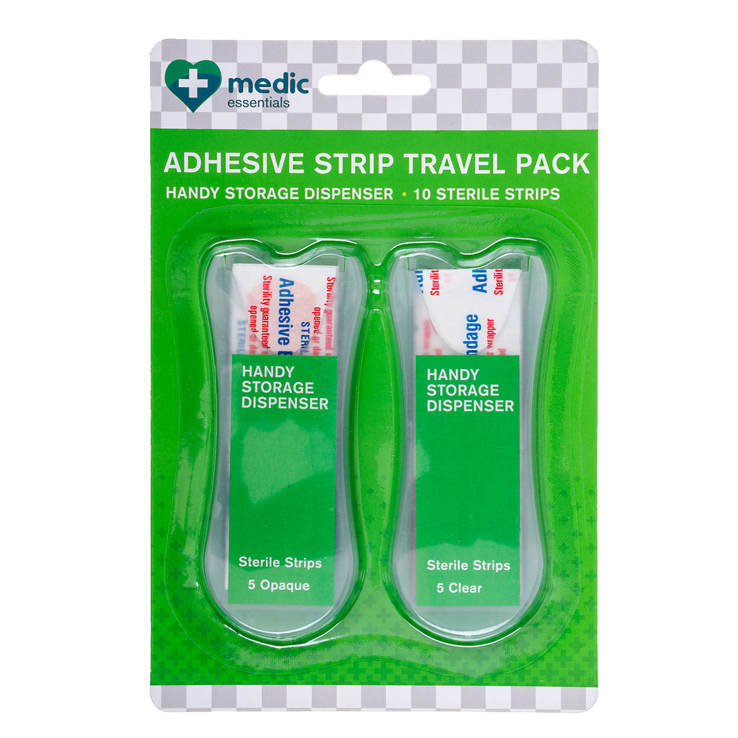 Adhesive Strips w Travel Dispenser 10pcs Clear & Opaque