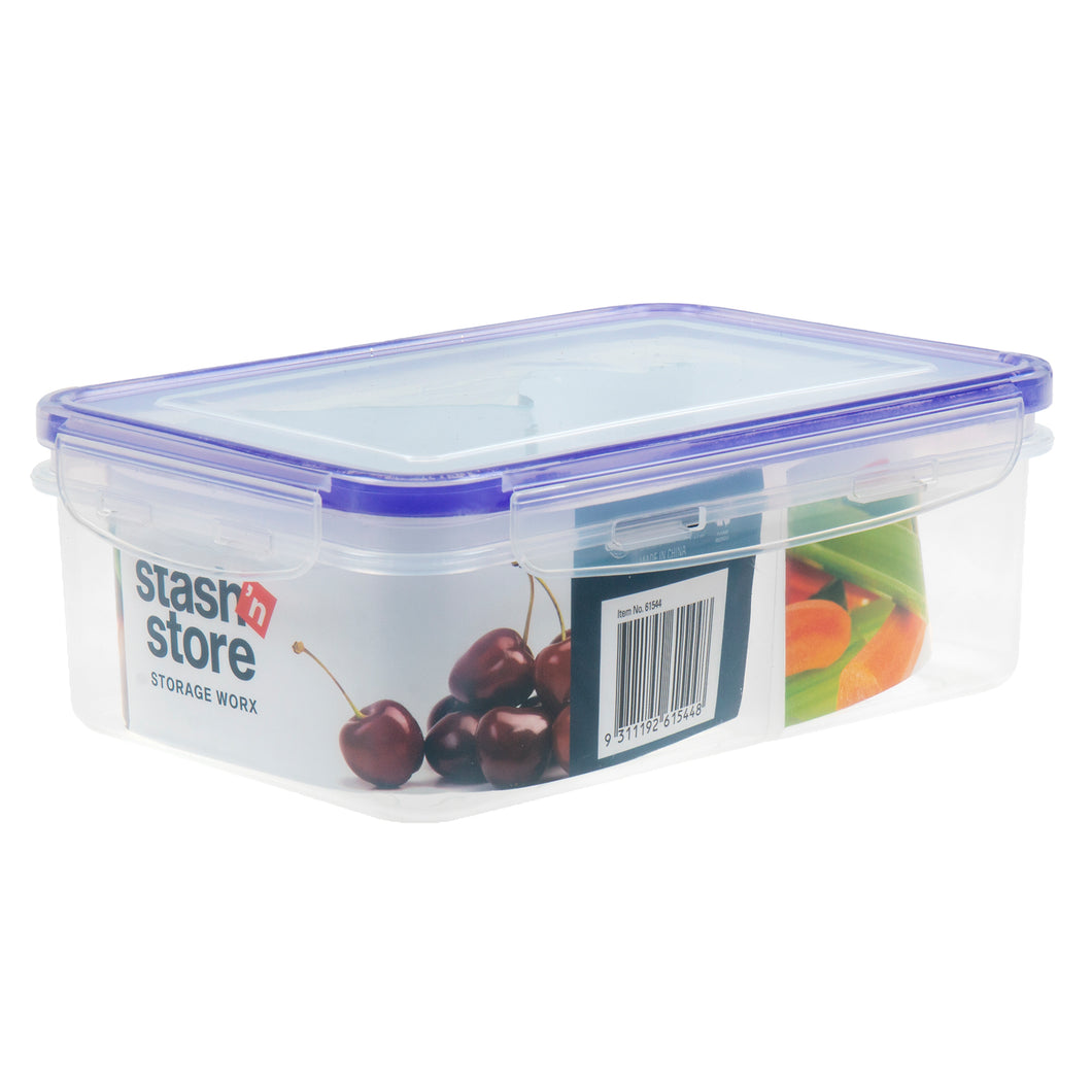 Storage Container Clip Lid 2 Compartments 21x14.5x7.5cm