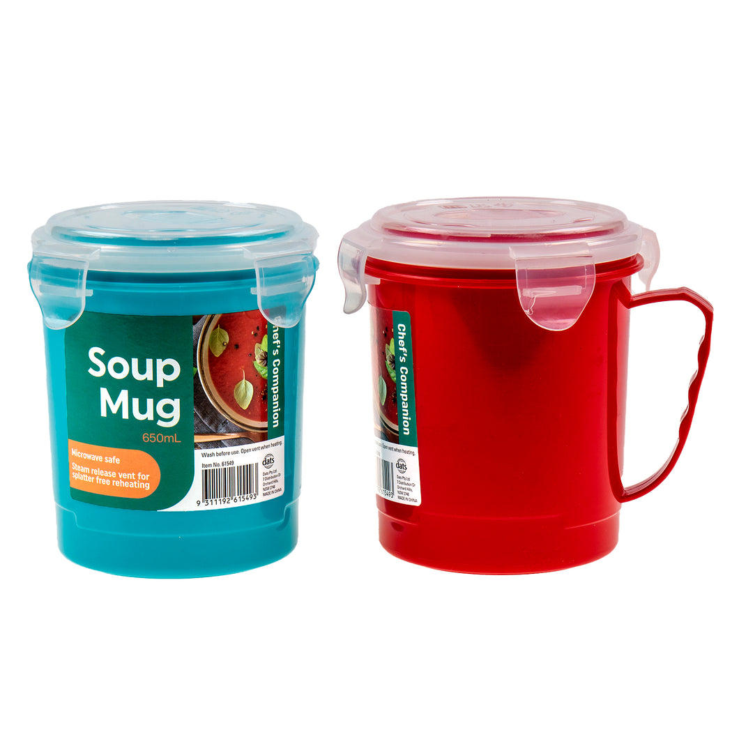 Soup Cup Microwaveable 650ml 2 Asstd Cols