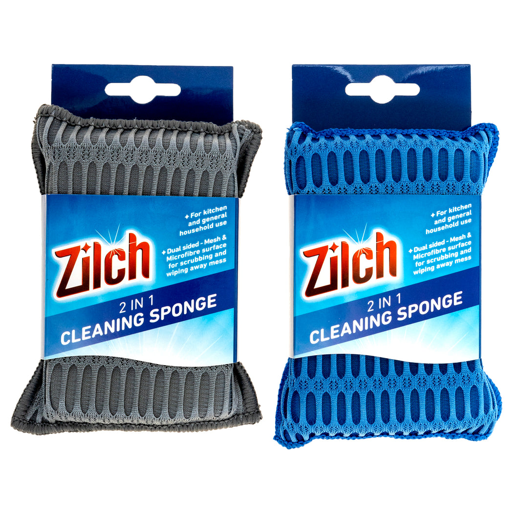Sponge 2 in 1 Microfibre and Mesh Pk1 2 Asstd Cols