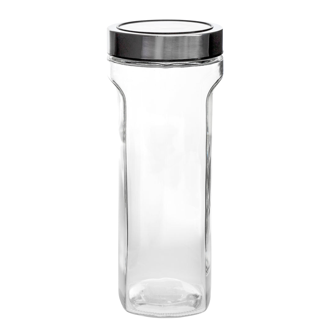 Glass Jar w Window Lid Black 2000ml 11x27.5cm