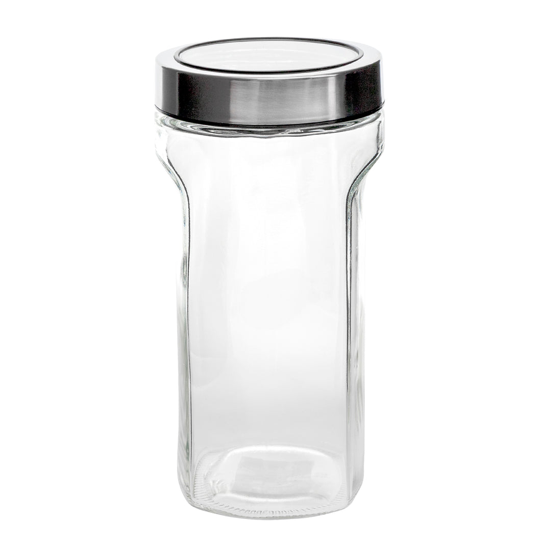 Glass Jar w Window Lid Black 1500ml 11x22cm