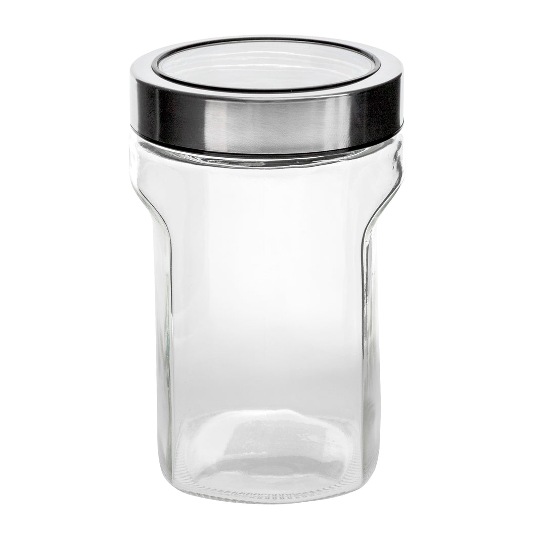 Glass Jar w Window Lid Black 1000ml 11x17cm
