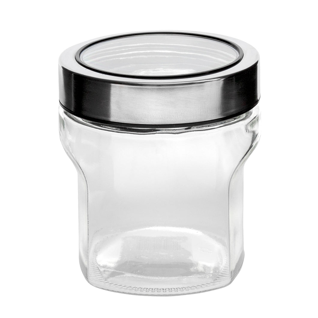 Glass Jar w Window Lid Black 750ml 11x12.2cm